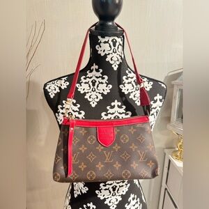 Designer Inspired Monogram Mini Bag in Brown and Red